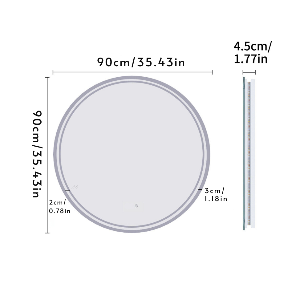 Waterproof Round Design Smart LED Bathroom Mirror_8