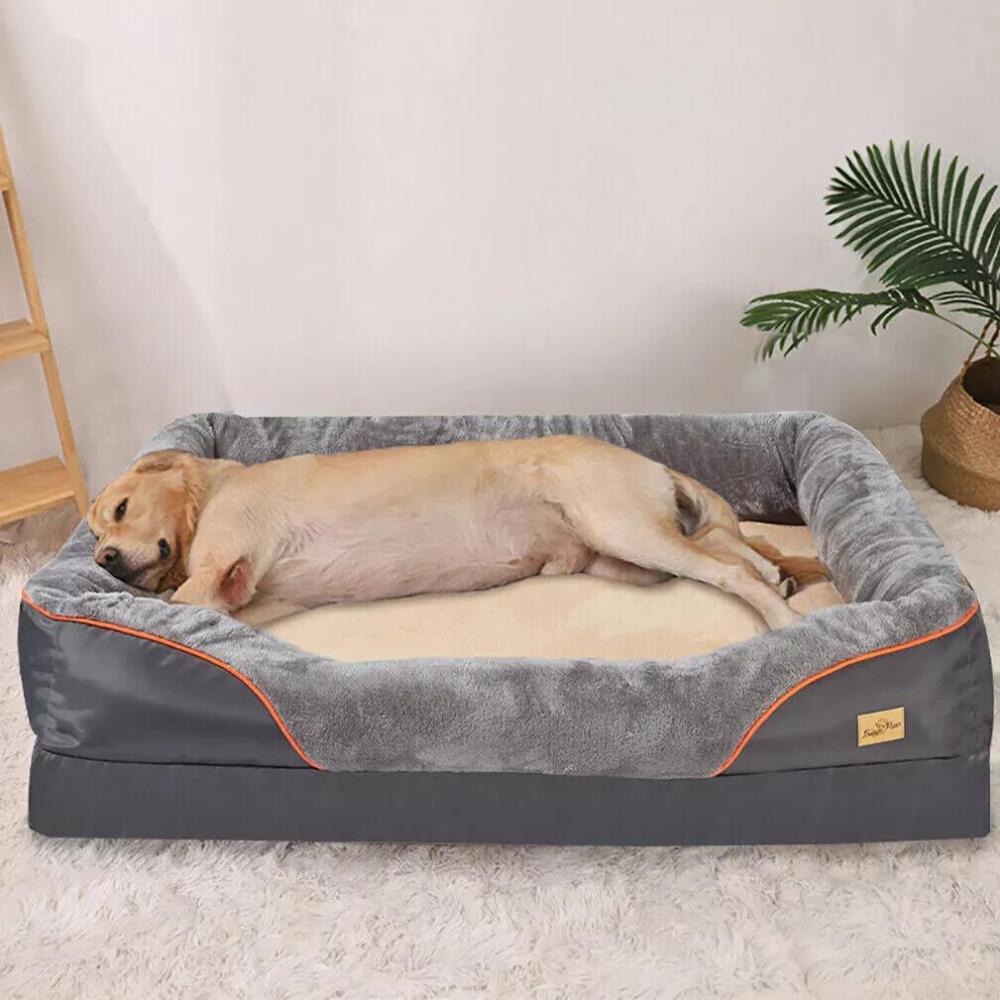 Removable and Washable Waterproof Large Dog Bed with Anti-Allergy Fleece Cover_4