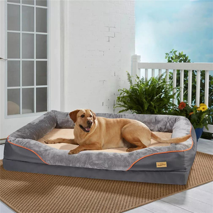 Removable and Washable Waterproof Large Dog Bed with Anti-Allergy Fleece Cover_5