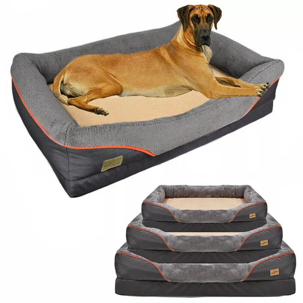 Removable and Washable Waterproof Large Dog Bed with Anti-Allergy Fleece Cover_7