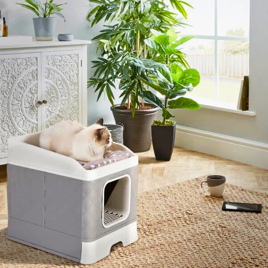 Detachable Top Cat Litter Box with Front Entry and Portable Scoop Drawer_0