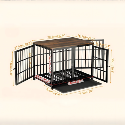 3-Door Dog Furniture Style Dog Crate End Table Pet Kennel with Removable Tray_16