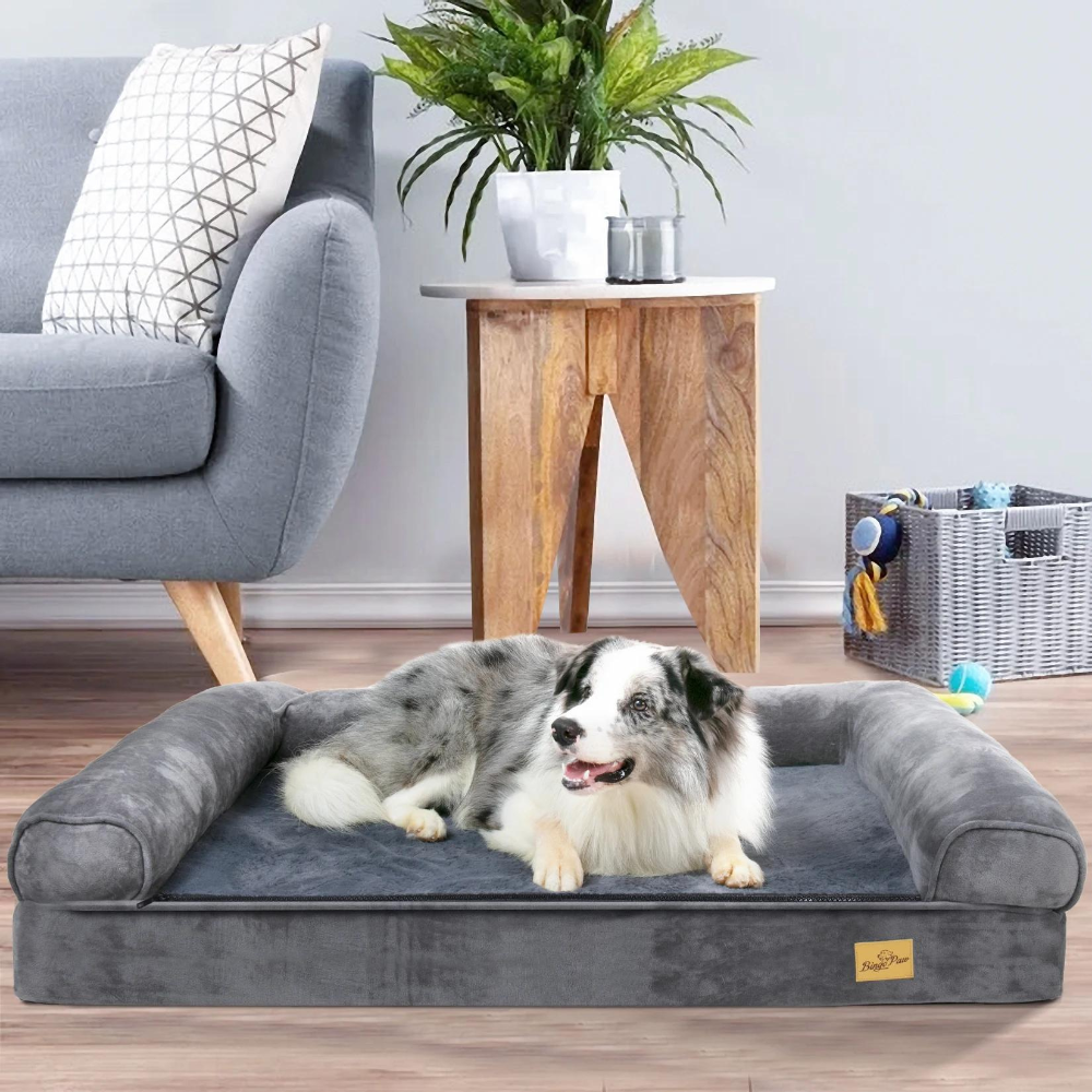 Cozy Extra Large Dog Bed with Waterproof Cover and Bolster_0