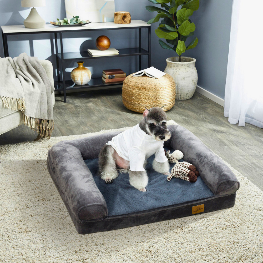 Cozy Extra Large Dog Bed with Waterproof Cover and Bolster_2