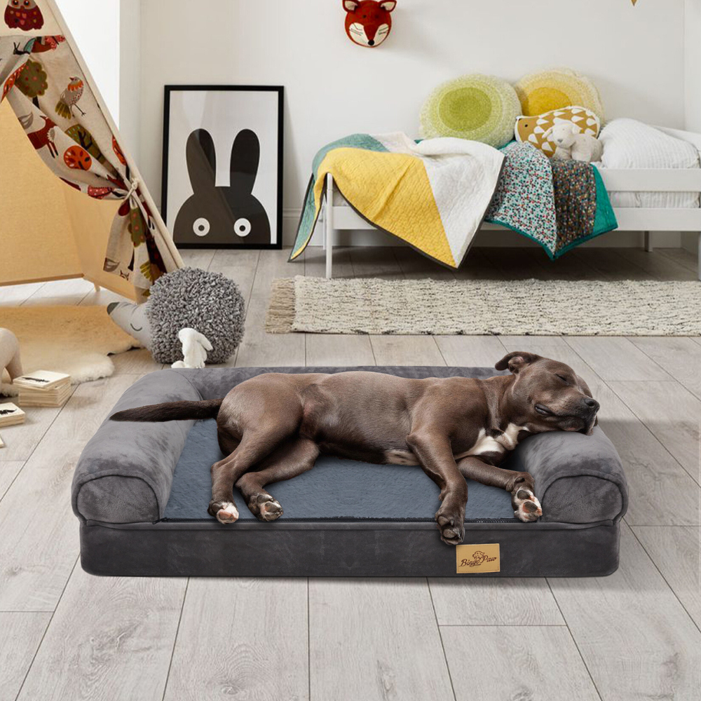 Cozy Extra Large Dog Bed with Waterproof Cover and Bolster_3