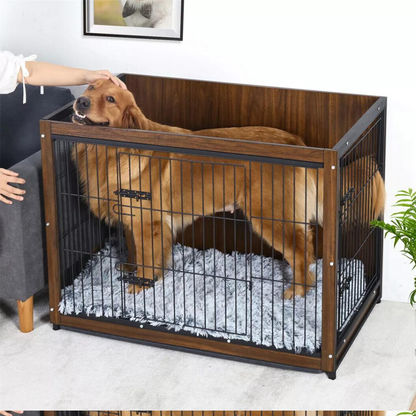 Wooden Pet Kennel Crate with Tabletop – Spacious Indoor Furniture for Medium to Large Dogs_3