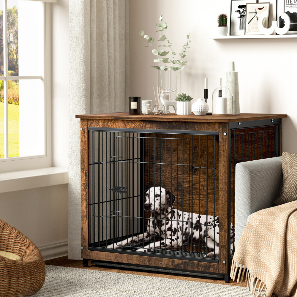 Wooden Pet Kennel Crate with Tabletop – Spacious Indoor Furniture for Medium to Large Dogs_5