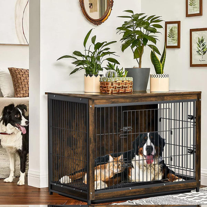 Wooden Pet Kennel Crate with Tabletop – Spacious Indoor Furniture for Medium to Large Dogs_6