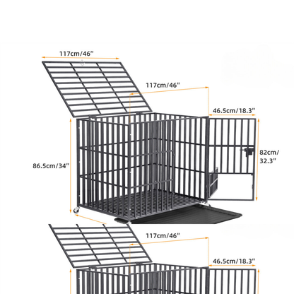 Mobile Heavy Duty Dog Crate with 3 Doors and Bottom Tray_11