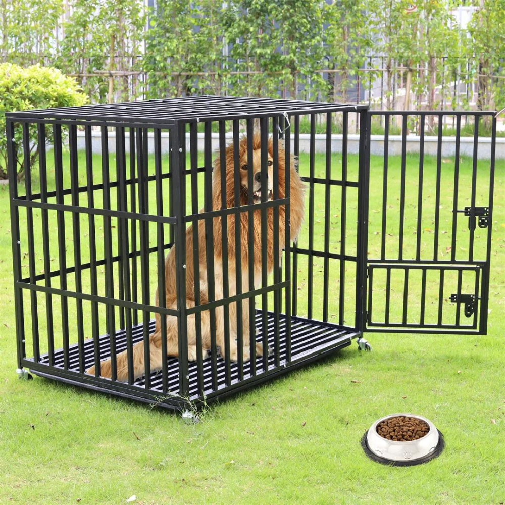 Mobile Heavy Duty Dog Crate with 3 Doors and Bottom Tray_3