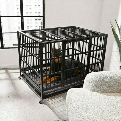 Mobile Heavy Duty Dog Crate with 3 Doors and Bottom Tray_5