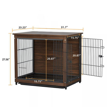 Stylish High-end Wooden Dog Crate End Table Kennel_9