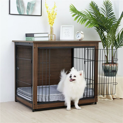 Stylish High-end Wooden Dog Crate End Table Kennel_6