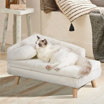 Cozy L Shape Pet Sofa Bed with Cushion and Wooden Legs_1