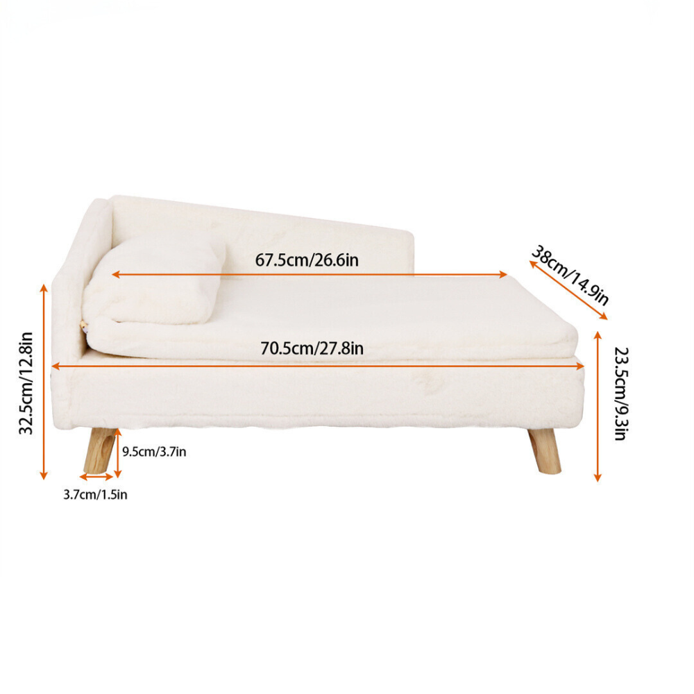 Cozy L Shape Pet Sofa Bed with Cushion and Wooden Legs_7