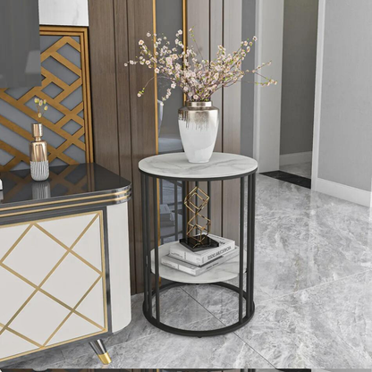 Stylish Two-Tier Modern Side Table with Metal Frame_9