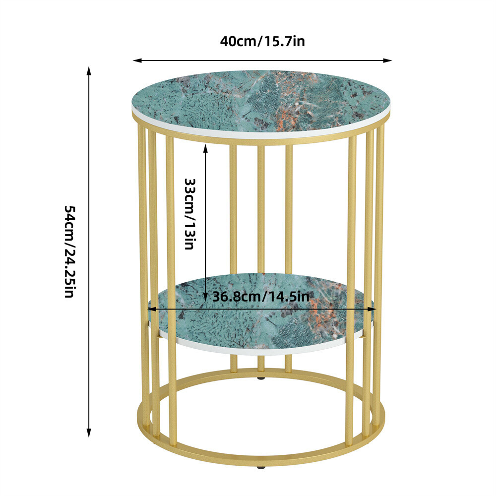 Stylish Two-Tier Modern Side Table with Metal Frame_11