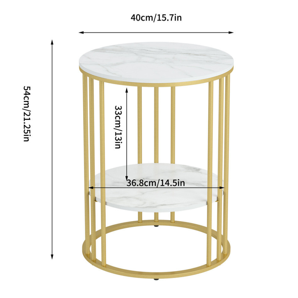 Stylish Two-Tier Modern Side Table with Metal Frame_12