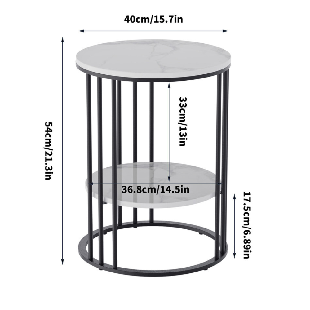 Stylish Two-Tier Modern Side Table with Metal Frame_13