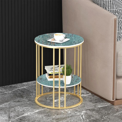 Stylish Two-Tier Modern Side Table with Metal Frame_4