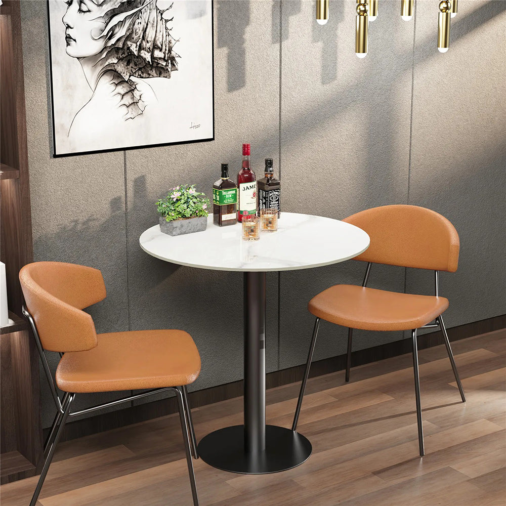 High Bistro Pub Table Round Bar Metal Base Sintered Stone Top Table_9