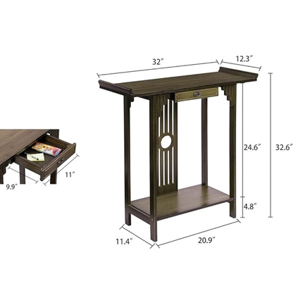 Vintage Wood Console Table with Drawer for Entryway or Living Room_10