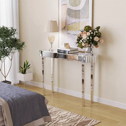 High-end Console Table Mirrored Vanity Makeup Desk Entryway Table_3