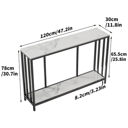 Modern White Marble Console Table with Storage Shelf_9