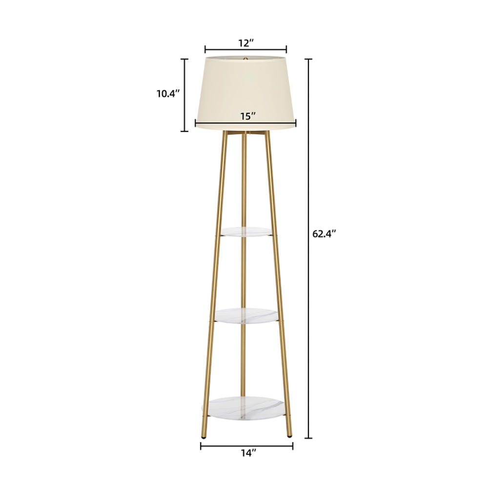 Tall Floor Lamp with 3-Tier Marble Shelves_13