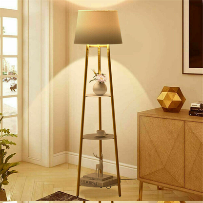 Tall Floor Lamp with 3-Tier Marble Shelves_5