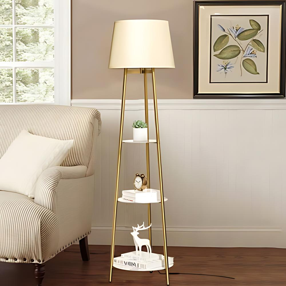 Tall Floor Lamp with 3-Tier Marble Shelves_7