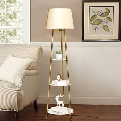 Tall Floor Lamp with 3-Tier Marble Shelves_7