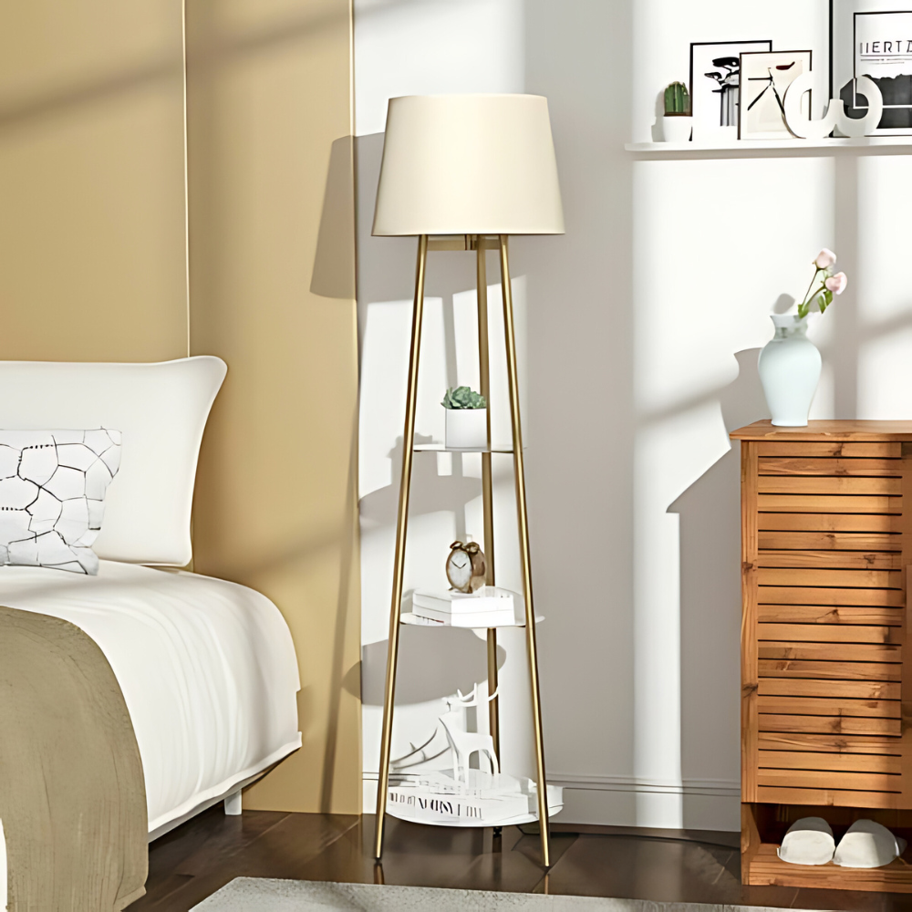 Tall Floor Lamp with 3-Tier Marble Shelves_8