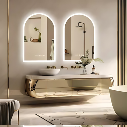 Chic Backlit Bathroom Vanity Mirror with Time and Temperature Display_8