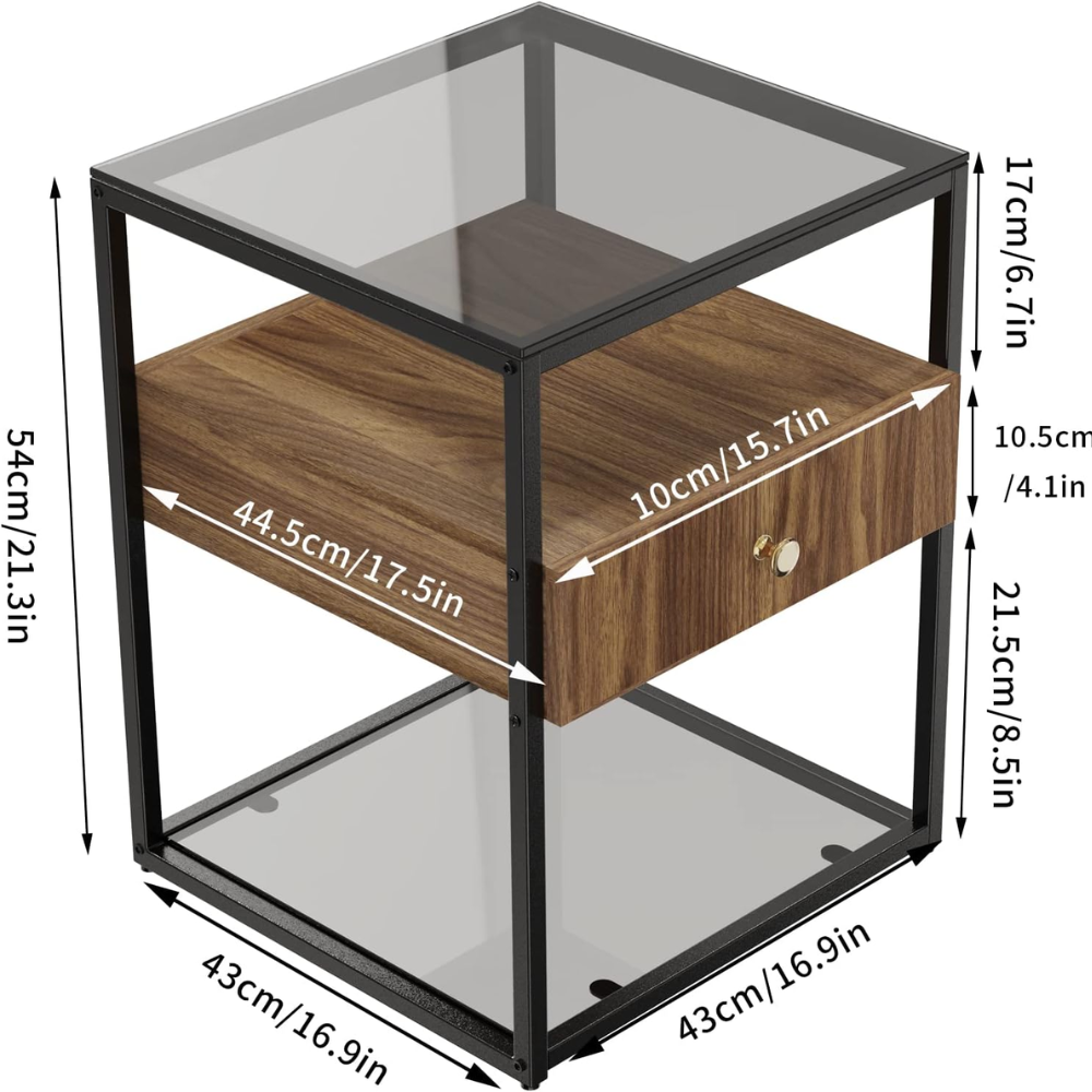 Drawer 3-Tier Living Room Storage End Table_10