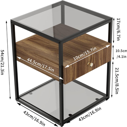 Drawer 3-Tier Living Room Storage End Table_10