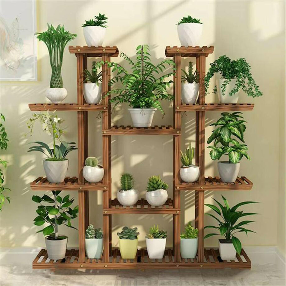 16 Potted Wood Flower Rack Plant Display Storage Shelves_0