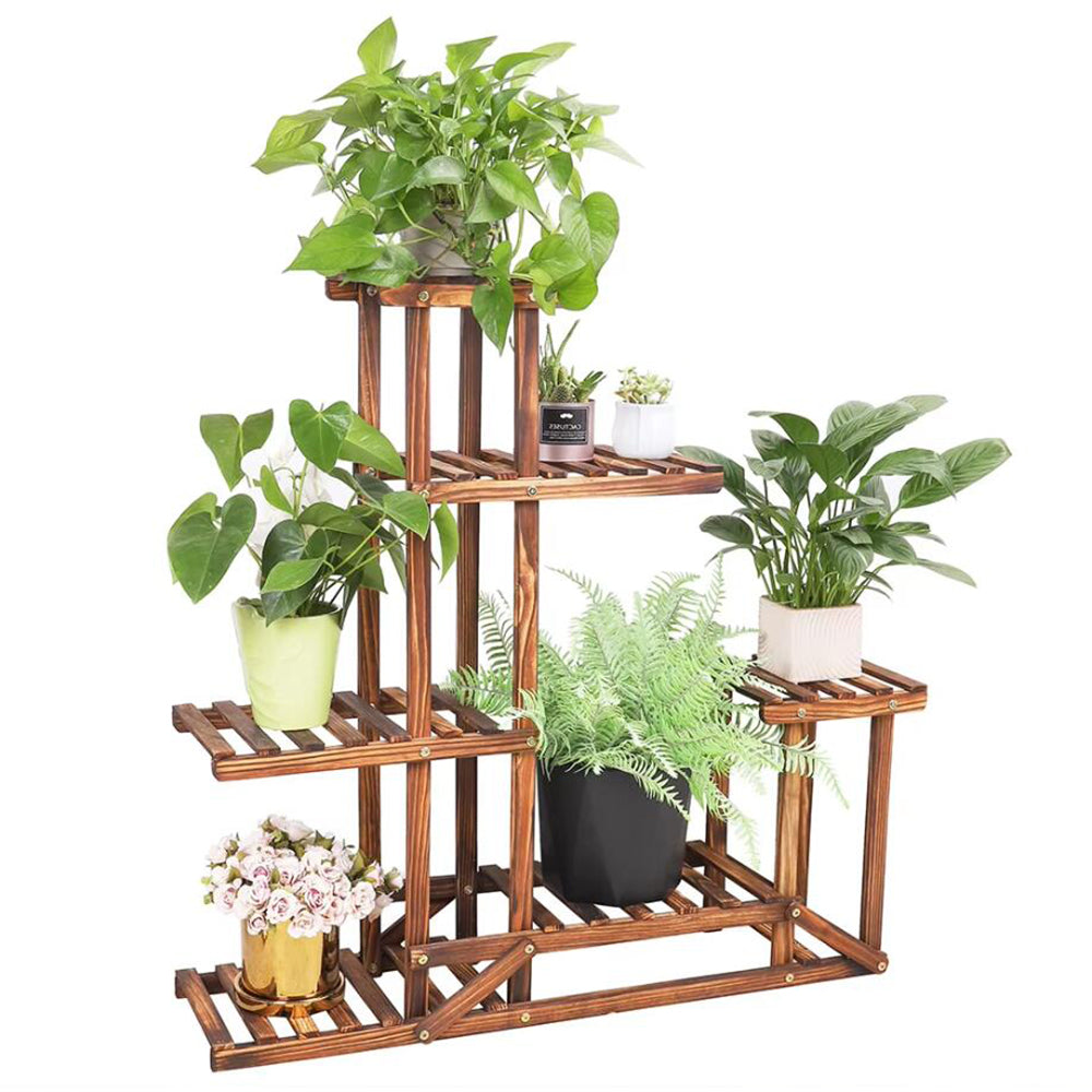 6 Tiered Wood Plant Flower Stand Shelf Planter Pots_3