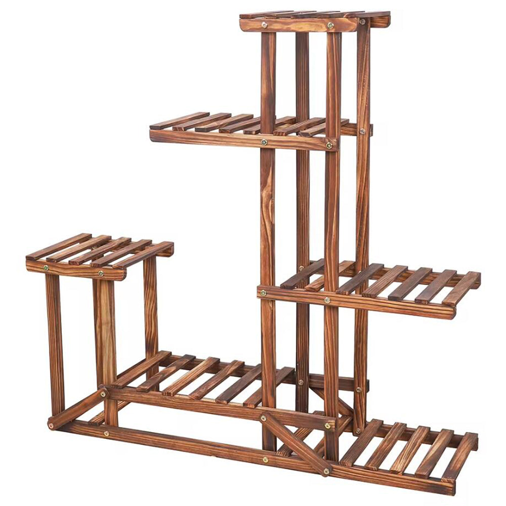 6 Tiered Wood Plant Flower Stand Shelf Planter Pots_4