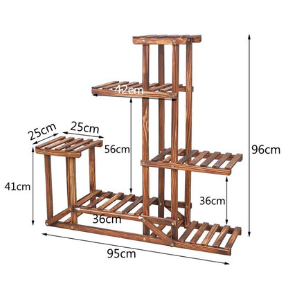 6 Tiered Wood Plant Flower Stand Shelf Planter Pots_5