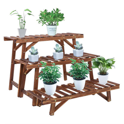 3 Tier Freestanding Ladder Shelf Wood Plant Stand_6