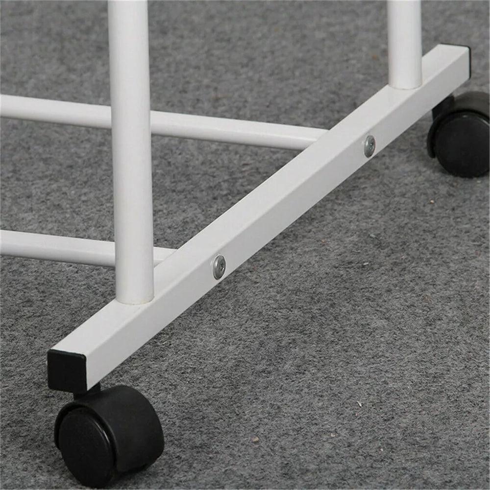 1.5m Clothes Rack Double Rail Rolling Stand Shoes Rack Storage Shelf_5