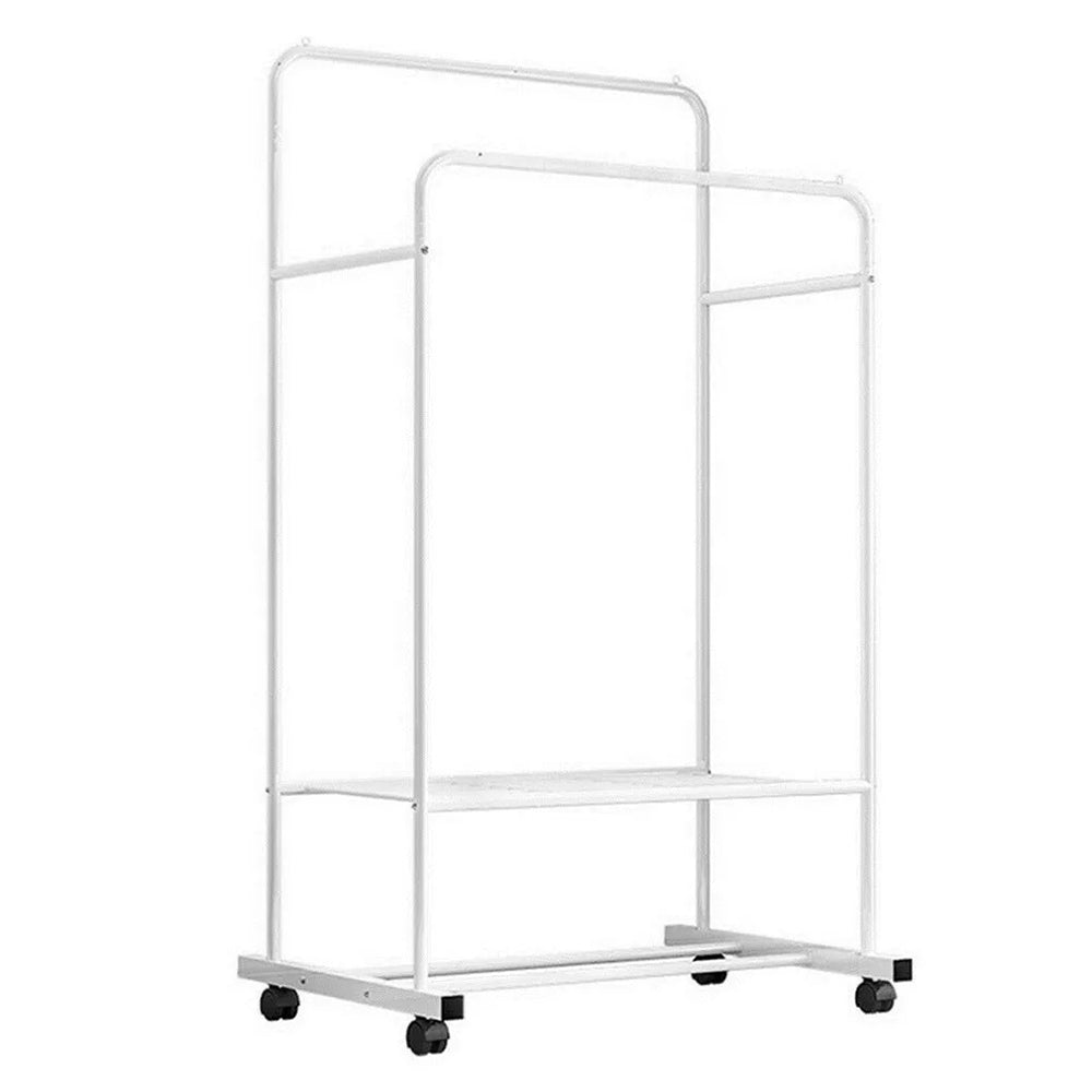 1.5m Clothes Rack Double Rail Rolling Stand Shoes Rack Storage Shelf_7