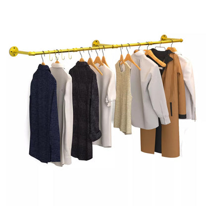 Wall Mounted Iron Clothing Storage Hanger Rod - Gold_9