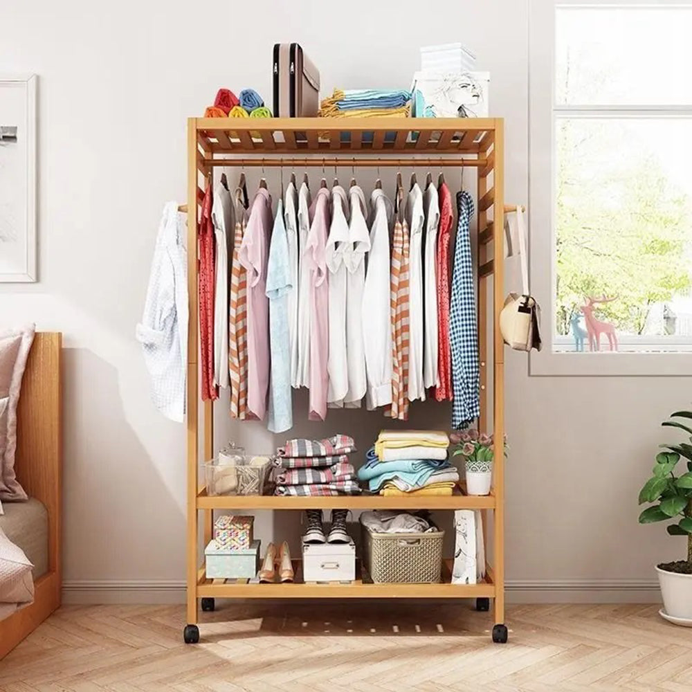 Hanging Heavy Duty Rolling Clothes Racks with Shoe Clothing Storage_1