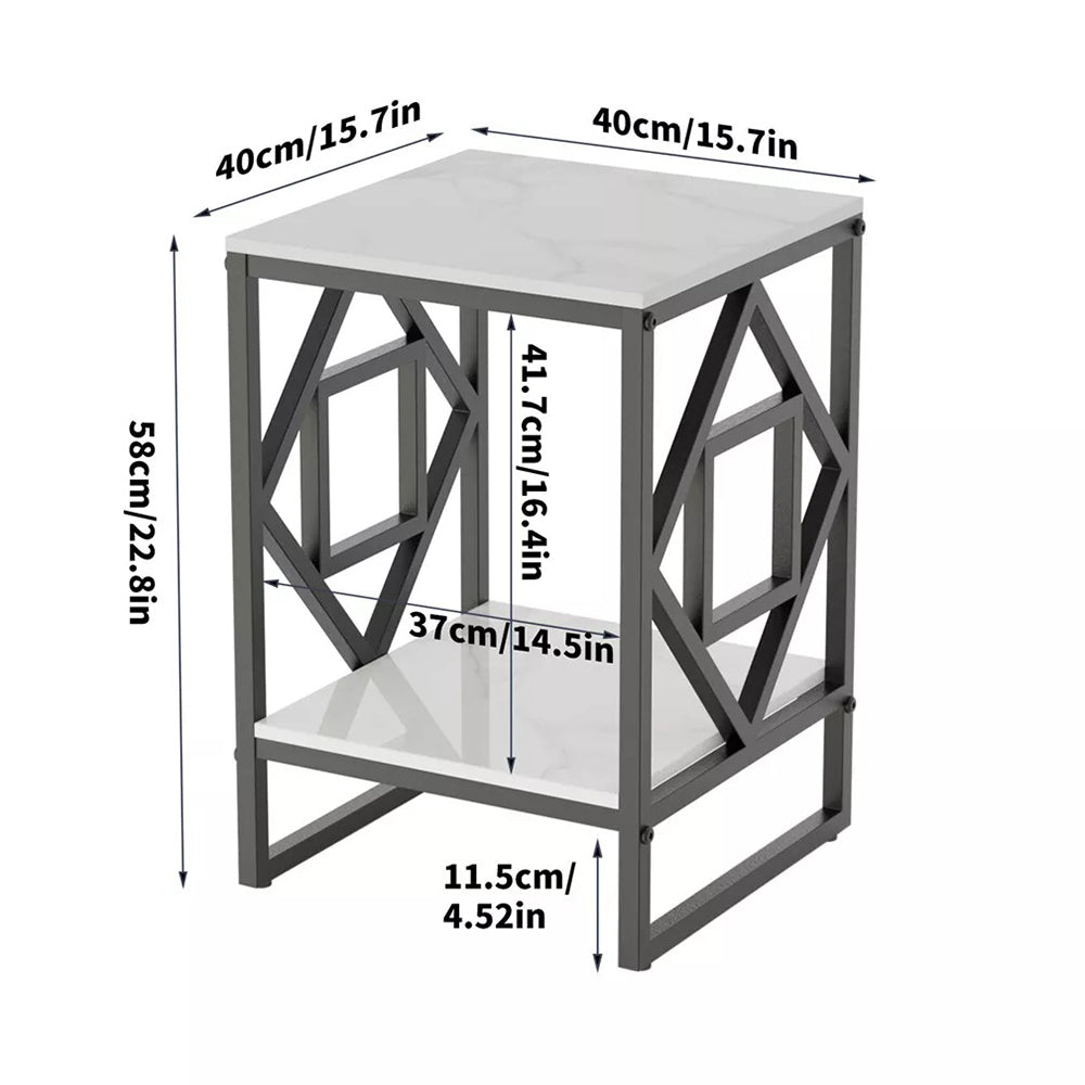 Sleek White Marble Side Table Sofa End Table Bedside Nightstand_8