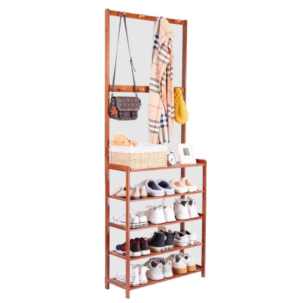 Vintage 3-in-1 Hall Tree Coat Rack Shoe Bench for Entryway with 3-Tier Storage Shelf_4