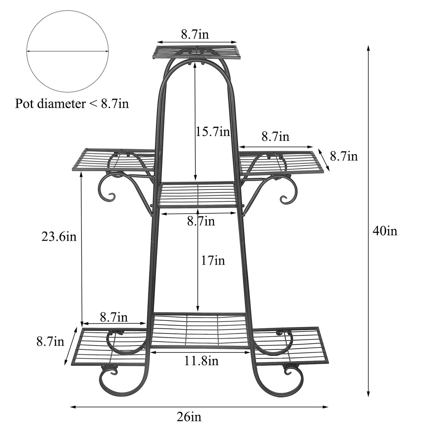 7 Tier Metal Plant Shelf Stand Multilayer Potted Display Rack Patio_4