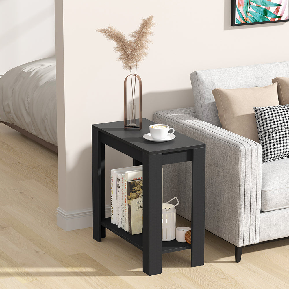 Narrow Sofa Side Table with 2-Tier Open Storage Spaces_1