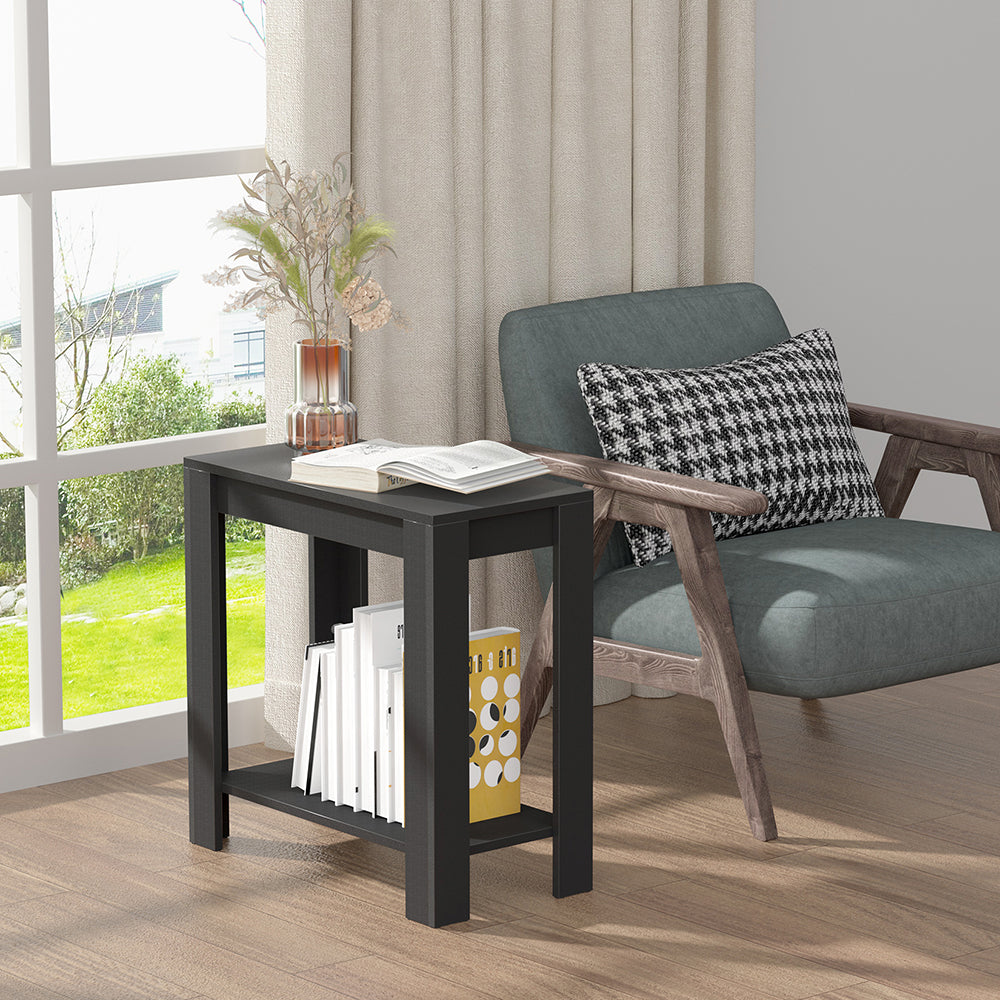 Narrow Sofa Side Table with 2-Tier Open Storage Spaces_3